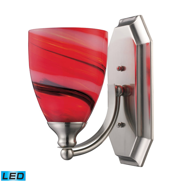 1 Light Vanity In Satin Nickel And Canary Glass - LED Offering Up To 800 Lumens (60 Watt Equivalent) With Full Range Dimming. Includes An Easily Replaceable LED Bulb (120V).