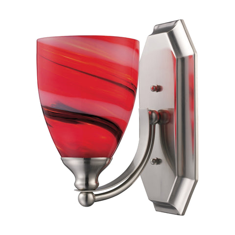 1 Light Vanity In Satin Nickel And Canary Glass