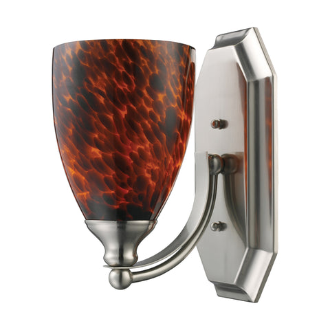 1 Light Vanity In Satin Nickel And Espresso Glass