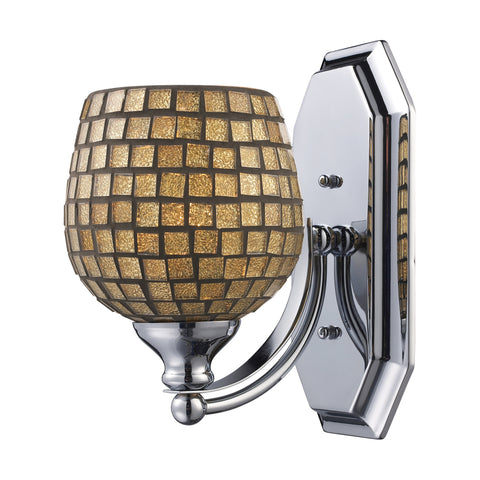 1 Light Vanity In Satin Nickel And Gold Mosaic Glass