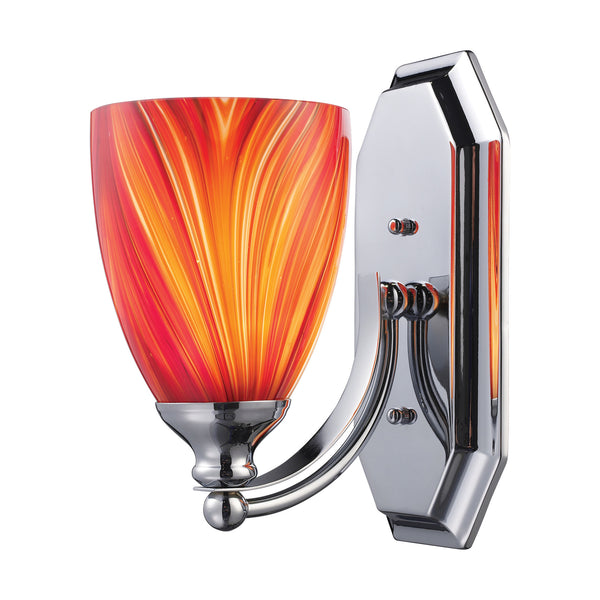 1 Light Vanity In Satin Nickel And Multi Glass