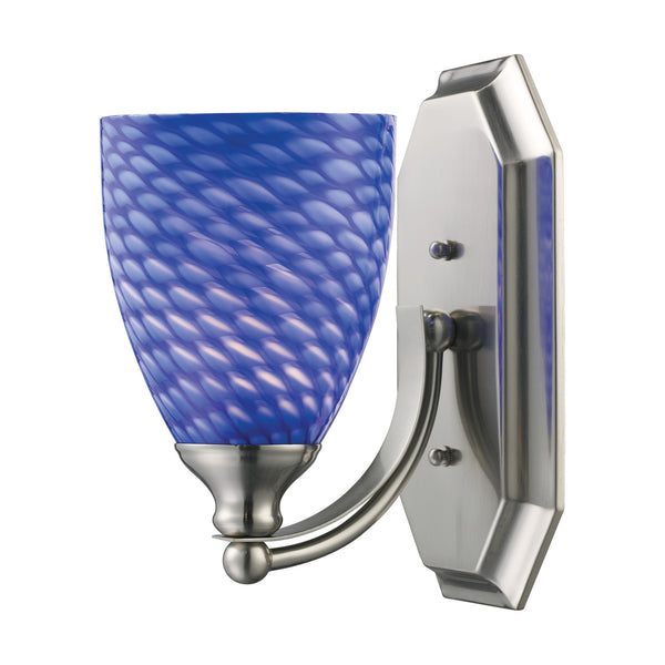 1 Light Vanity In Satin Nickel And Sapphire Glass