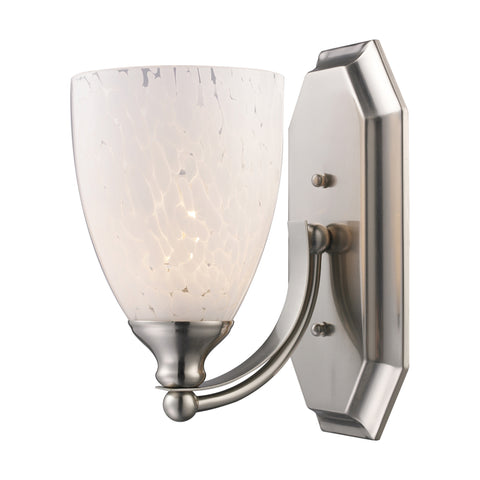 1 Light Vanity In Satin Nickel And Snow White Glass