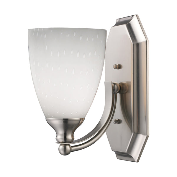 1 Light Vanity In Satin Nickel And Simply White Glass
