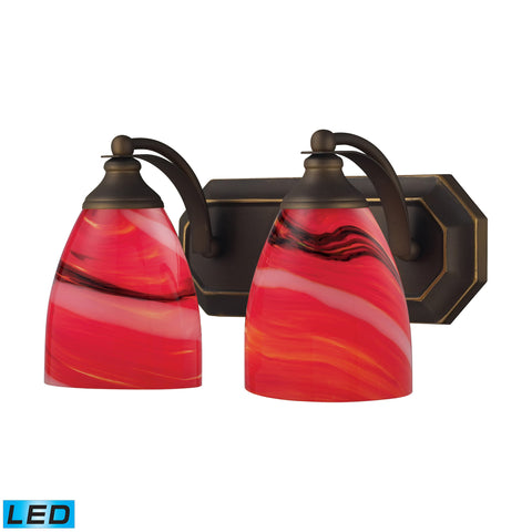 2 Light Vanity In Aged Bronze And Canary Glass - LED, 800 Lumens (1600 Lumens Total) With Full Scale Dimming Range, 60 Watt (120 Watt Total)Equivalent , 120V Replaceable LED Bulb Included