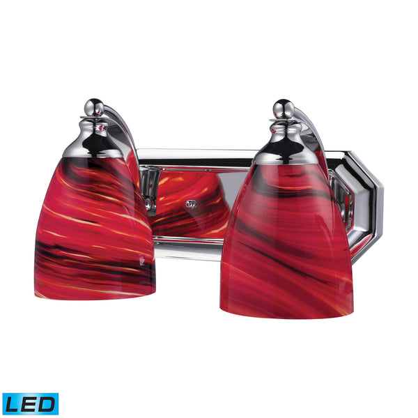 2 Light Vanity In Polished Chrome And Autumn Glass - LED, 800 Lumens (1600 Lumens Total) With Full Scale Dimming Range, 60 Watt (120 Watt Total)Equivalent , 120V Replaceable LED Bulb Included