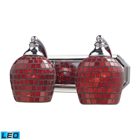 2 Light Vanity In Polished Chrome And Copper Mosaic Glass - LED, 800 Lumens (1600 Lumens Total) With Full Scale Dimming Range, 60 Watt (120 Watt Total)Equivalent , 120V Replaceable LED Bulb Included