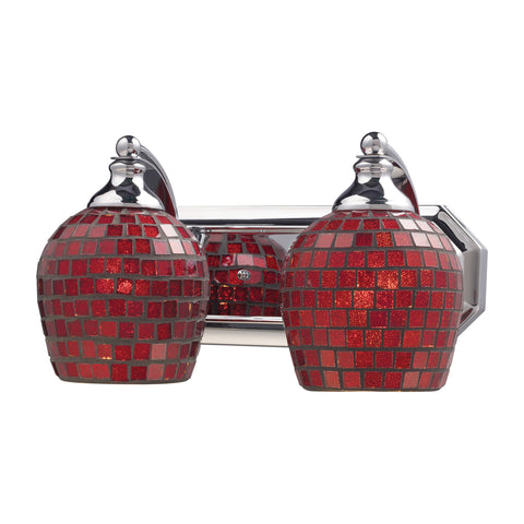 2 Light Vanity In Polished Chrome And Copper Mosaic Glass