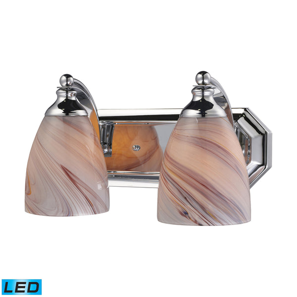 2 Light Vanity In Polished Chrome And Creme Glass - LED, 800 Lumens (1600 Lumens Total) With Full Scale Dimming Range, 60 Watt (120 Watt Total)Equivalent , 120V Replaceable LED Bulb Included