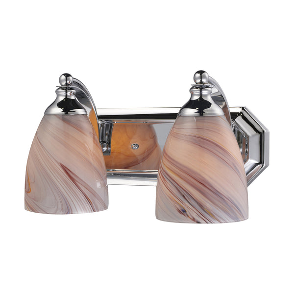 2 Light Vanity In Polished Chrome And Creme Glass