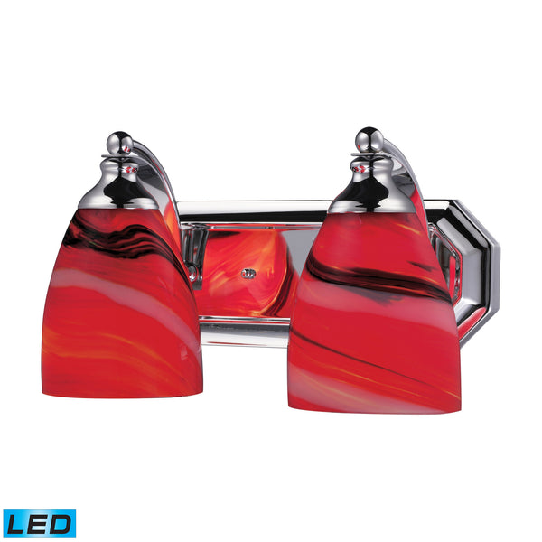 2 Light Vanity In Polished Chrome And Canary Glass - LED, 800 Lumens (1600 Lumens Total) With Full Scale Dimming Range, 60 Watt (120 Watt Total)Equivalent , 120V Replaceable LED Bulb Included