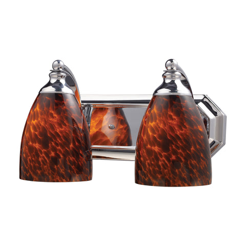 2 Light Vanity In Polished Chrome And Espresso Glass