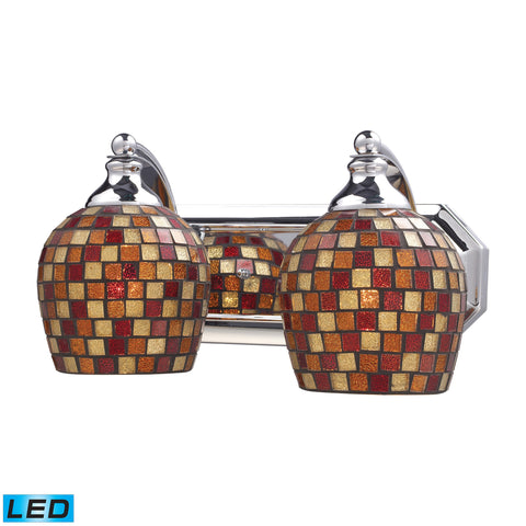 2 Light Vanity In Polished Chrome And Multi Mosaic Glass - LED, 800 Lumens (1600 Lumens Total) With Full Scale Dimming Range, 60 Watt (120 Watt Total)Equivalent , 120V Replaceable LED Bulb Included