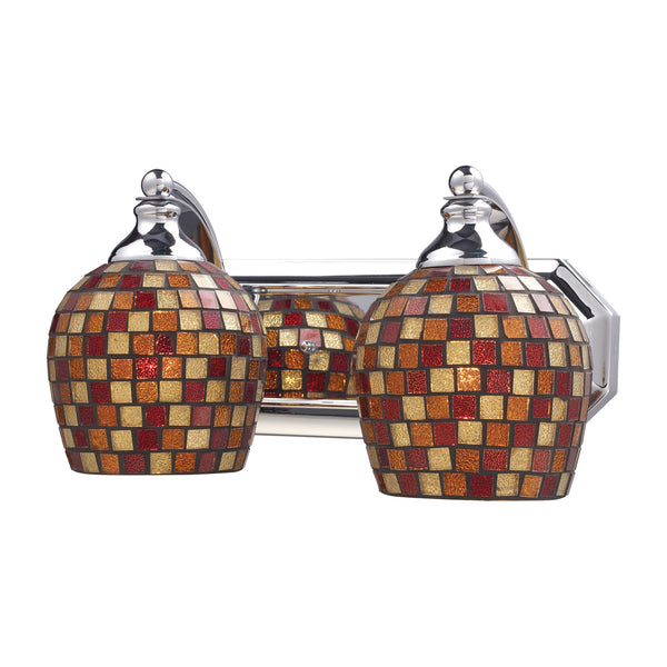 2 Light Vanity In Polished Chrome And Multi Mosaic Glass