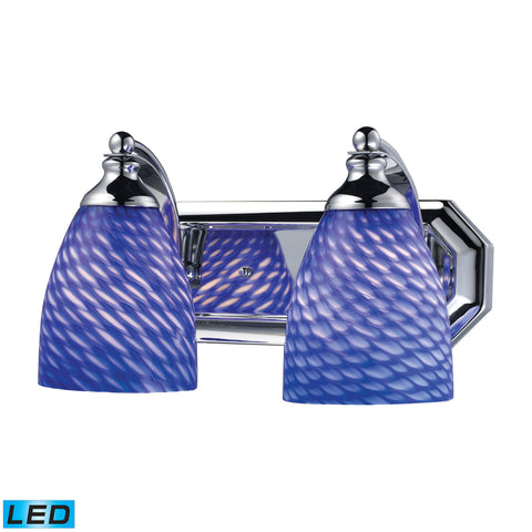 2 Light Vanity In Polished Chrome And Sapphire Glass - LED, 800 Lumens (1600 Lumens Total) With Full Scale Dimming Range, 60 Watt (120 Watt Total)Equivalent , 120V Replaceable LED Bulb Included