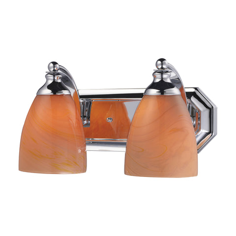 2 Light Vanity In Polished Chrome And Sandy Glass