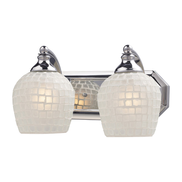 2 Light Vanity In Polished Chrome And White Mosaic Glass