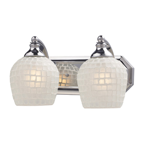 2 Light Vanity In Polished Chrome And White Mosaic Glass