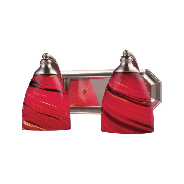 2 Light Vanity In Satin Nickel And Autumn Glass