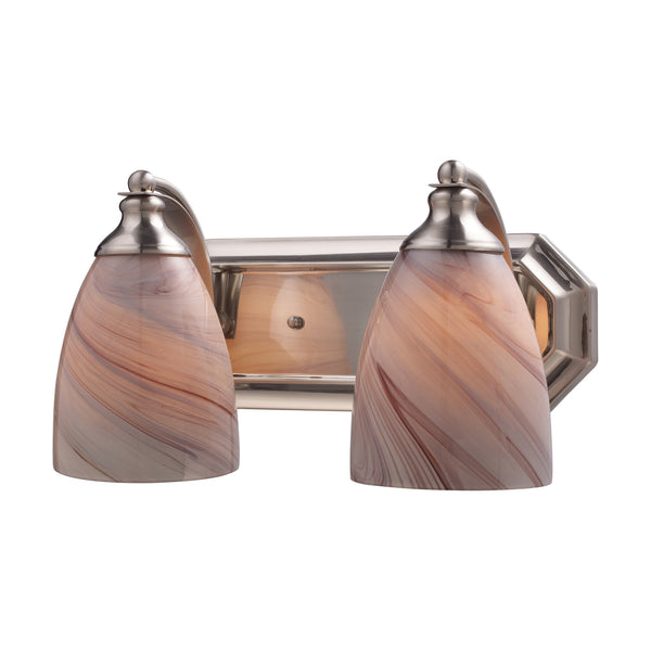 2 Light Vanity In Satin Nickel And Creme Glass