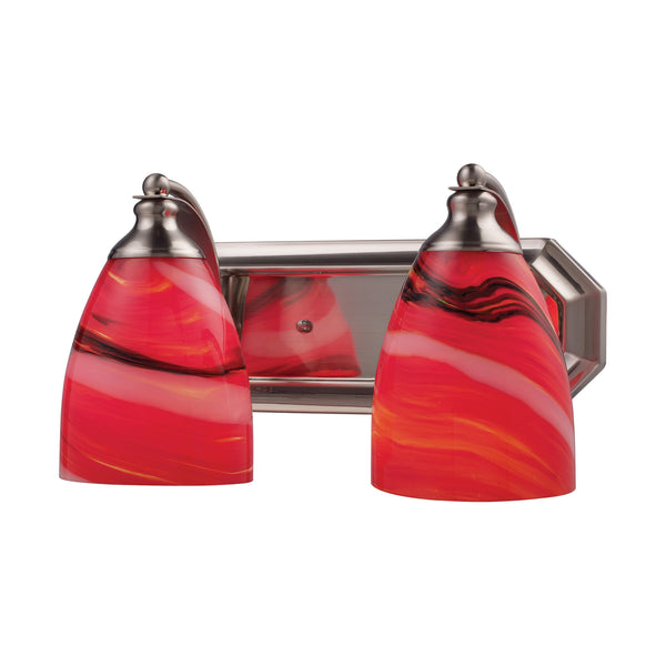 2 Light Vanity In Satin Nickel And Canary Glass