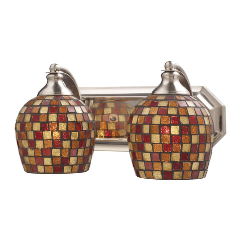 2 Light Vanity In Satin Nickel And Multi Mosaic Glass