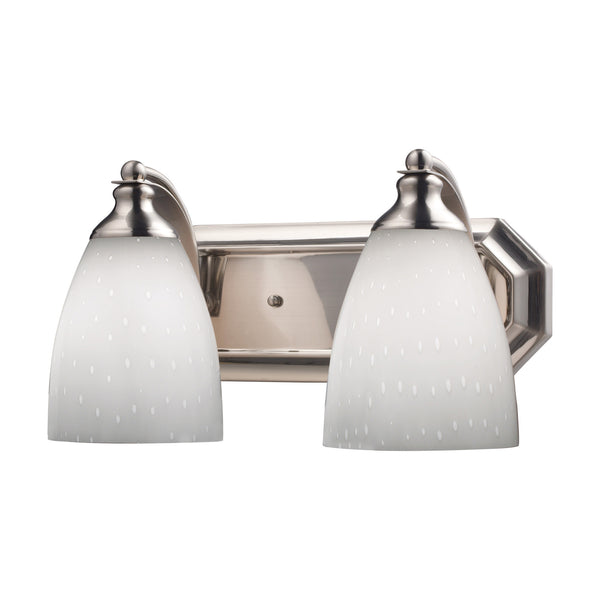 2 Light Vanity In Satin Nickel And Simply White Glass