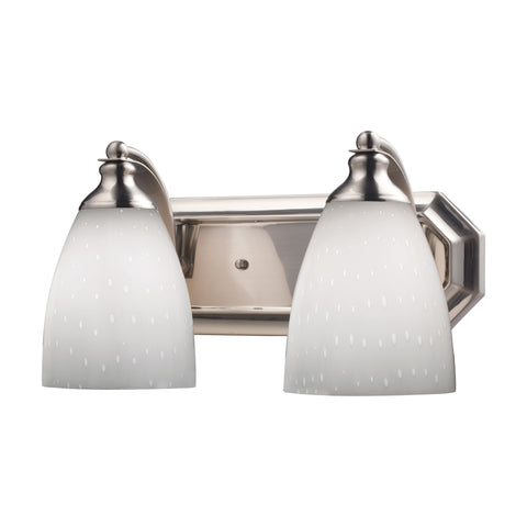2 Light Vanity In Satin Nickel And Simply White Glass