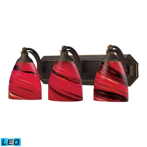 2 Light Vanity In Aged Bronze And Autumn Glass - LED, 800 Lumens (1600 Lumens Total) With Full Scale Dimming Range, 60 Watt (120 Watt Total)Equivalent , 120V Replaceable LED Bulb Included