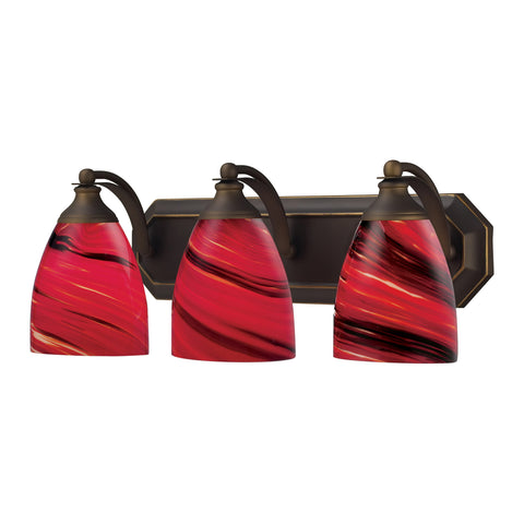 2 Light Vanity In Aged Bronze And Autumn Glass