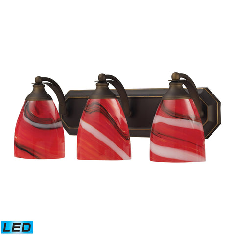 3 Light Vanity In Aged Bronze And Canary Glass - LED, 800 Lumens (2400 Lumens Total) With Full Scale Dimming Range, 60 Watt (180 Watt Total)Equivalent , 120V Replaceable LED Bulb Included