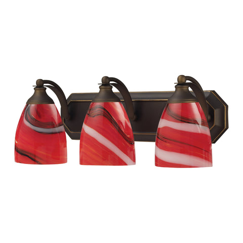 3 Light Vanity In Aged Bronze And Canary Glass