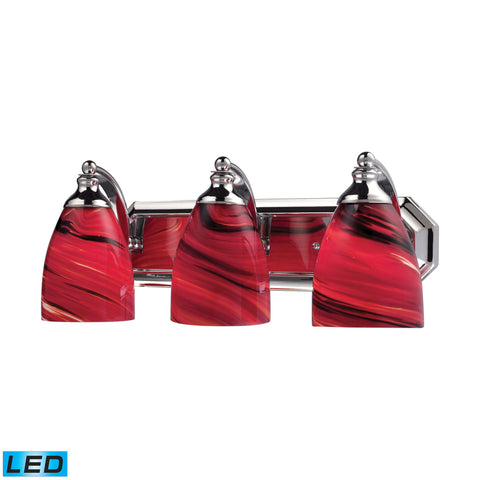 3 Light Vanity In Polished Chrome And Autumn Glass - LED, 800 Lumens (2400 Lumens Total) With Full Scale Dimming Range, 60 Watt (180 Watt Total)Equivalent , 120V Replaceable LED Bulb Included