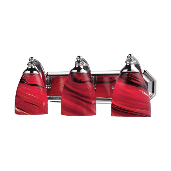 3 Light Vanity In Polished Chrome And Autumn Glass