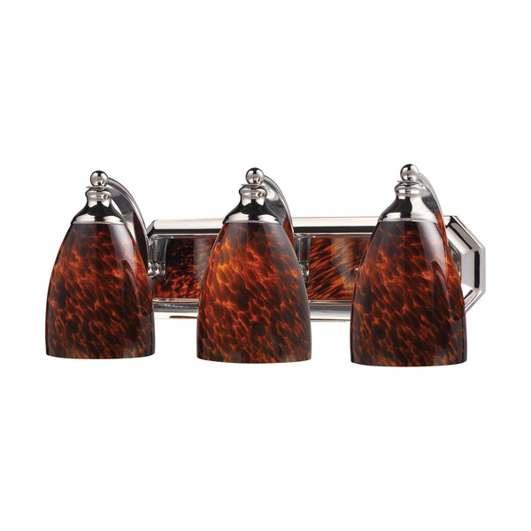 3 Light Vanity In Polished Chrome And Espresso Glass