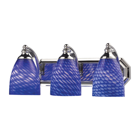 3 Light Vanity In Polished Chrome And Sapphire Glass