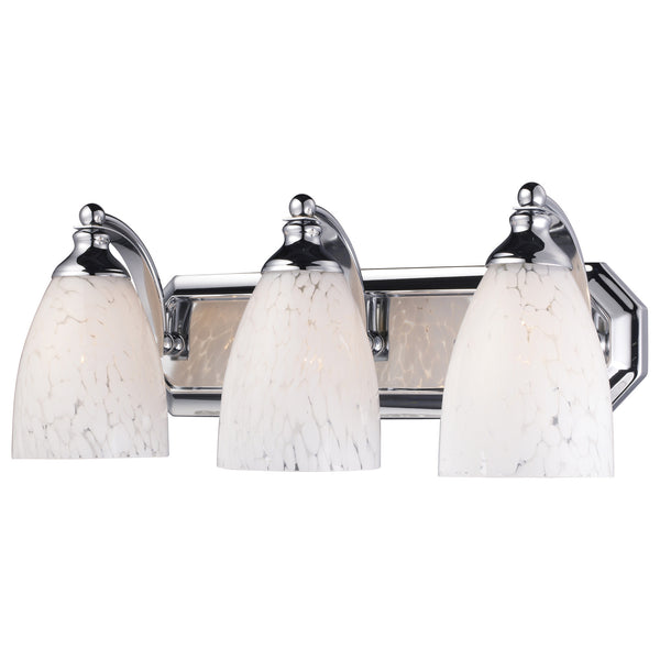 3 Light Vanity In Polished Chrome And Snow White Glass