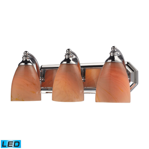 3 Light Vanity In Polished Chrome And Sandy Glass - LED, 800 Lumens (2400 Lumens Total) With Full Scale Dimming Range, 60 Watt (180 Watt Total)Equivalent , 120V Replaceable LED Bulb Included