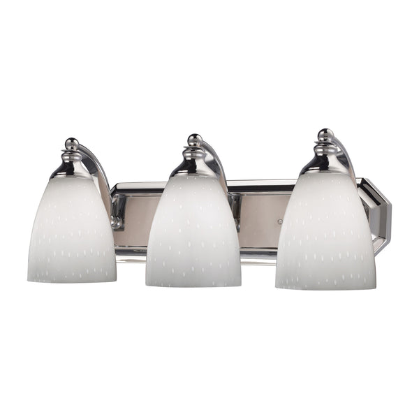 3 Light Vanity In Polished Chrome And Simply White Glass