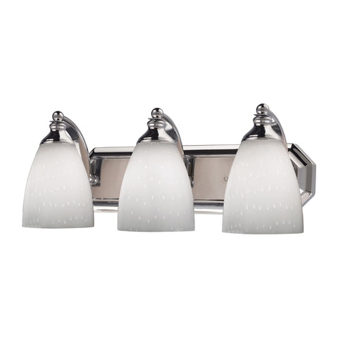 3 Light Vanity In Polished Chrome And Simply White Glass