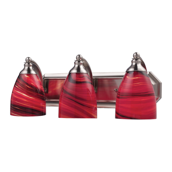 3 Light Vanity In Satin Nickel And Autumn Glass