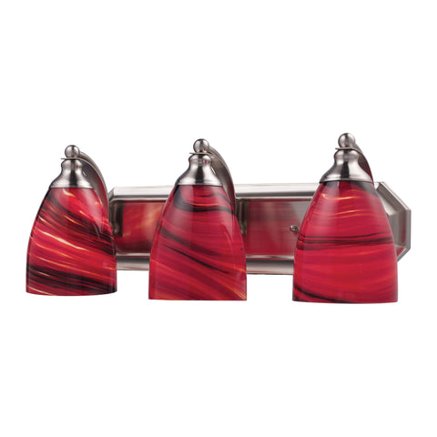 3 Light Vanity In Satin Nickel And Autumn Glass