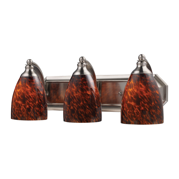 3 Light Vanity In Satin Nickel And Espresso Glass