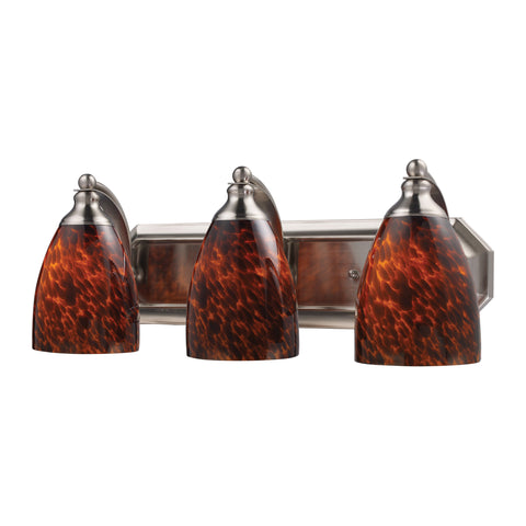 3 Light Vanity In Satin Nickel And Espresso Glass