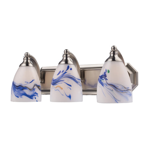 3 Light Vanity In Satin Nickel And Mountain Glass