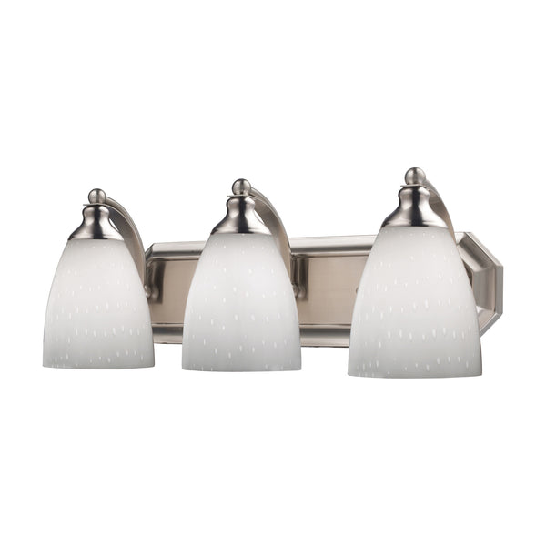 3 Light Vanity In Satin Nickel And Simply White Glass