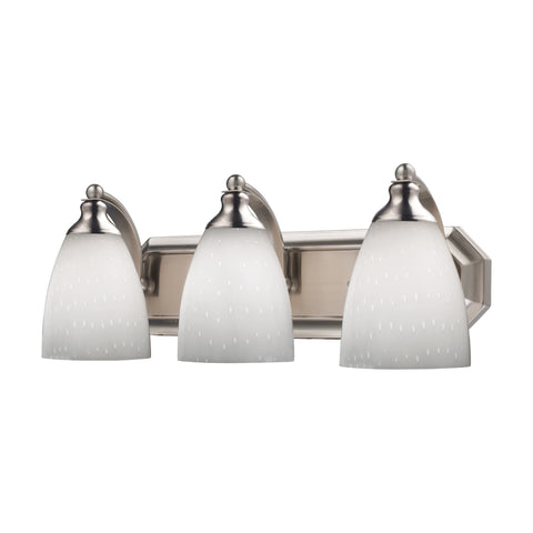 3 Light Vanity In Satin Nickel And Simply White Glass