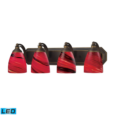 4 Light Vanity In Aged Bronze And Autumn Glass - LED, 800 Lumens (3200 Lumens Total) With Full Scale Dimming Range, 60 Watt (240 Watt Total)Equivalent , 120V Replaceable LED Bulb Included