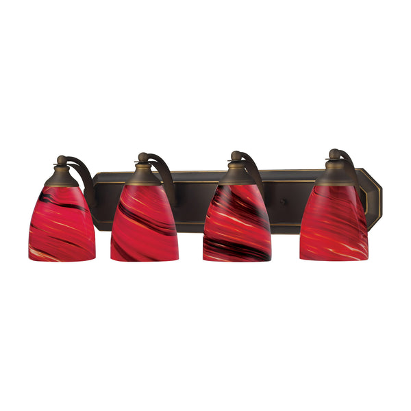 4 Light Vanity In Aged Bronze And Autumn Glass