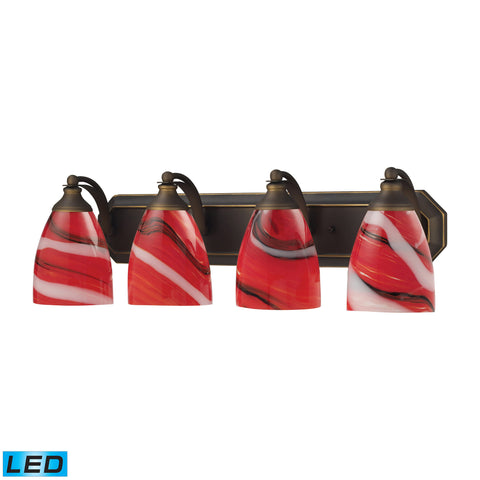 4 Light Vanity In Aged Bronze And Canary Glass - LED, 800 Lumens (3200 Lumens Total) With Full Scale Dimming Range, 60 Watt (240 Watt Total)Equivalent , 120V Replaceable LED Bulb Included